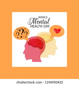 Vector illustration for World Mental Health Day Background.