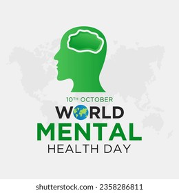Vector illustration of World mental health day. October 10. Green awareness ribbon icon vector isolated on a white background. Health awareness concept for banner banner design.