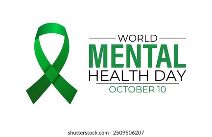 vector illustration of World Mental Health Day template for celebration usage. Green calligraphy ribbon design. eps 10