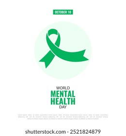 Ilustración vectorial del Día Mundial de la Salud Mental. Cinta de Concientización sobre Salud Mental.
