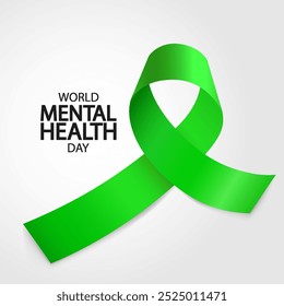 Vector Illustration of World Mental Health Day. Mental Health Awareness Ribbon.
