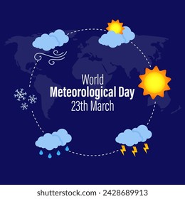 Vector illustration of World Meteorological Day social media feed template