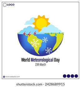 Vector illustration of World Meteorological Day social media feed template