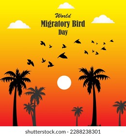 Vector illustration of World Migratory Bird Day 13 May social media story feed mockup template post