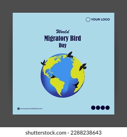 Vector illustration of World Migratory Bird Day 13 May social media story feed mockup template post