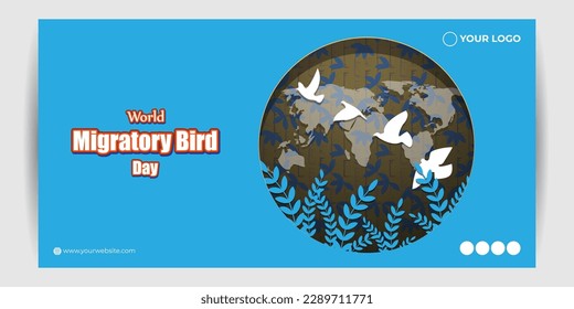 Vector illustration of World Migratory Bird Day 13 May social media story feed mockup template post
