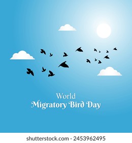 Vector illustration of World Migratory Bird Day social media feed template