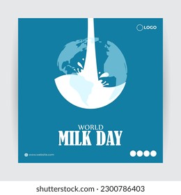 Ilustración vectorial del Día Mundial de la Leche 1 de junio fuente de noticias de medios sociales plantilla de simulación