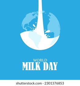 Vector illustration of World Milk Day 1 June social media story feed set mockup template