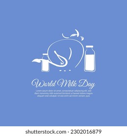 Vector illustration of World Milk Day 1 June social media story feed set mockup template