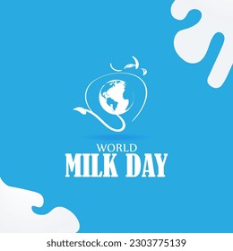 Vector illustration of World Milk Day 1 June social media story feed set mockup template