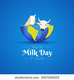 Vector illustration of World Milk Day social media feed template