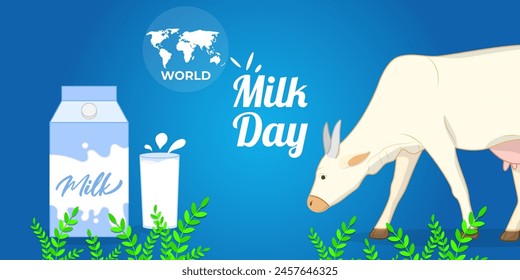 Vector illustration of World Milk Day social media feed template