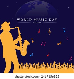 Ilustración vectorial de la Plantilla de fuentes de medios sociales del Día Mundial de la Música