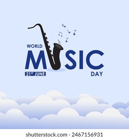 Vector illustration of World Music Day social media feed template