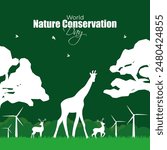 Vector illustration of World Nature Conservation Day social media feed template