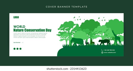 Vector illustration of World Nature Conservation Day Facebook cover banner mockup Template