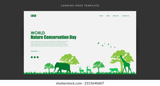 Ilustración vectorial de la plantilla de simulación de banner de la página web del Día Mundial de la Naturaleza