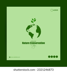 Vector illustration of World Nature Conservation Day social media story feed mockup template