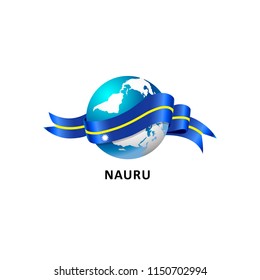 Vector Illustration of a world – world with Nauru flag
