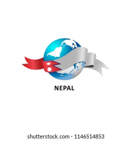 Vector Illustration of a world – world with the Nepal flag