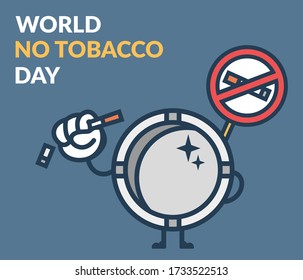 Vector illustration of World No Tobacco Day. No Smoking Day Awareness. May 31st world no tobacco day poster. Ashtray squeeze cigarettes illustration
