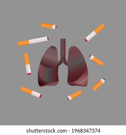 vector illustration for world no tobacco day, cancer, lung, respiratory health, no smoking, no smoking, no smoking area, illness due to smoking