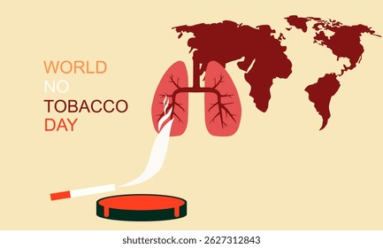 Vector Illustration World No Tobacco Day. No Smoking Campaign, Man refusing cigarette or Quitting smoking habit concept