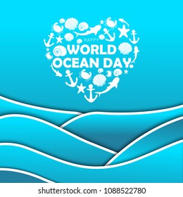 Vector illustration of world ocean day.