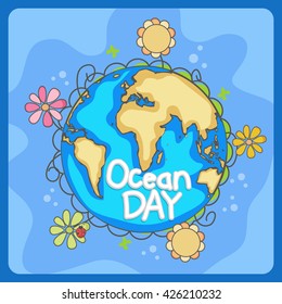 Vector illustration of world oceans day.