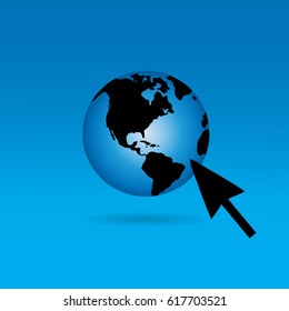 Vector illustration of the world on blue background.