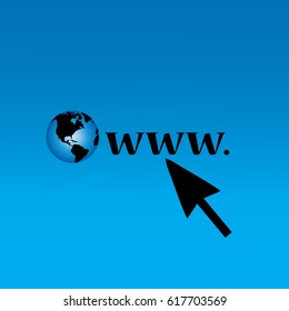 Vector illustration of the world on blue background.