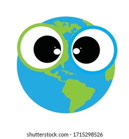 Vector illustration of world on white background. Symbol of green planet.