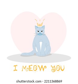 Vector Illustration Of World Pet Day, Suitable For Greeting Card, Banner And Poster With Cat In Crown.