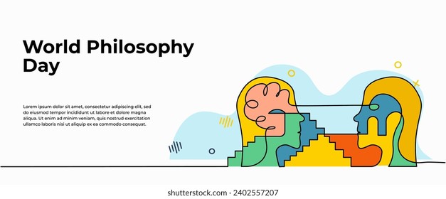 Vector illustration World Philosophy Day. Modern flat in continuous line style.