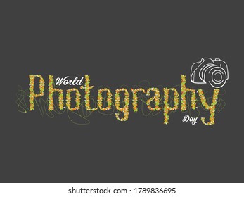 Vector illustration of World Photography Day 19 August, Flat design world photography day, World photography day,  event, vector, banner, logo, Typography 