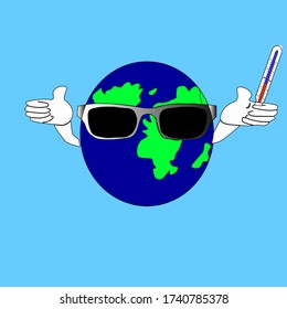 Vector Illustration .world planet earth mit Thermometerlinie und Füllstil .