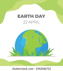 Vector illustration of the world for the planet earth. April 22.Background illustration of Earth on grass. Space, ecology, purity.