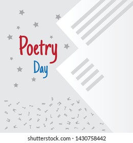 vector illustration of world poetry day with alphabet ornament letter paper and logo