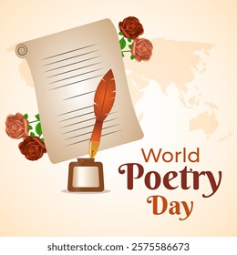 Vector illustration of World Poetry Day social media template