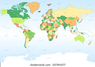 Vector Illustration of the World Political map with classic color 