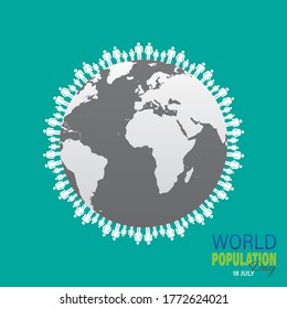 Ilustración vectorial creativa del Día Internacional de Nelson Mandela, que se celebra en su aniversario de nacimiento el 18 de julio. Globe cubierto con el concepto de la gente