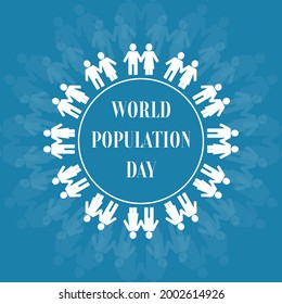 Vector illustration of world population day. July 11th. human silhouette forming a circle pattern. vector flat design on isolated background.