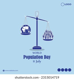 Vector illustration of World Population Day social media story feed mockup template