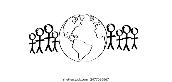 Vector Illustration of world population day. Drawing doodle vector