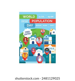 Ilustración vectorial del cartel del Día Mundial de la Población