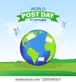 Vector illustration of World Post Day social media feed template