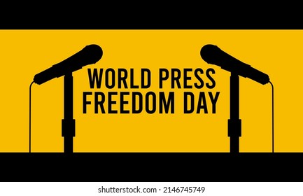 Vector illustration of world press freedom day. May 3. Microphone silhouette. Flat design vector illustration