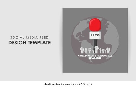 Ilustración vectorial del Día Mundial de la Libertad de Prensa plantilla de simulación de fuente de noticias en medios sociales