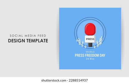 Ilustración vectorial del Día Mundial de la Libertad de Prensa plantilla de simulación de fuente de noticias en medios sociales